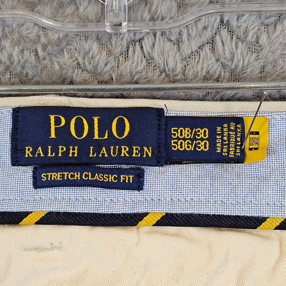 Polo Ralph Lauren Mens Classic Khaki Chino Pants Tan Cotton Twill Flat Front 50‎